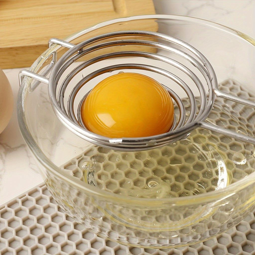 1pc Stainless Steel Egg Yolk & Egg White Separator with Extended Handle - Hygienic Egg Separator Suitable for,, Meringues, Omelets - Quick & Yolk/White Separation